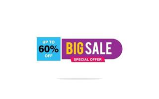 60 Percent discount offer, clearance, promotion banner layout with sticker badge. vector