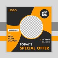 Food Social Media Post Square Banner Design Marketing Promotional Offer Banner Premium Template vector