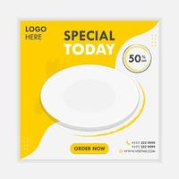 Food Banner Social Media Post Design Template Square Flyer Poster Offer Premium Business Marketing vector