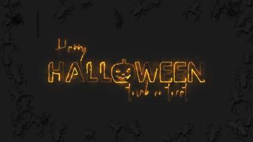 Spider Happy Halloween Trick or Treat Fire Text 3D Rendering video