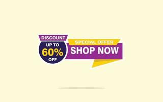 60 Percent discount offer, clearance, promotion banner layout with sticker badge. vector