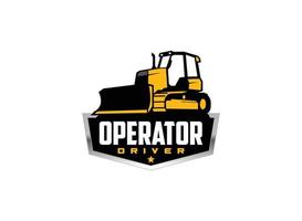 Excavating dozer logo vector for construction company. Heavy equipment template vector illustration for your brand.