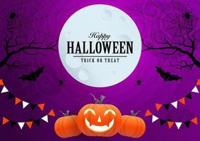 Happy halloween background template with pumpkin. vector