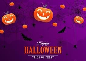 Happy halloween background template with pumpkin. vector