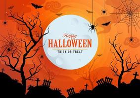 Happy halloween background template with pumpkin. vector