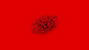 rosso parete rottura effetto 3d rendering, svelare nero Venerdì saldi, croma chiave, luma Opaco selezione di parete solo video