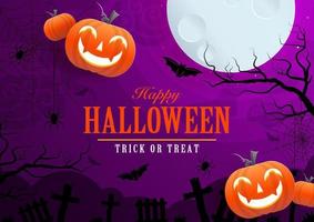 Happy halloween background template with pumpkin. vector