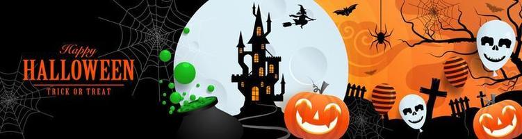 Happy halloween background template with pumpkin vector
