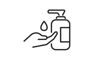 Vector sanitizer and antiseptic alcohol gel symbol. Icon of hygiene procedure, disease prevention.  Healthcare wash hands with soap, antibacterial icon.