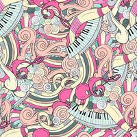 Seamless music background with notes and piano vector