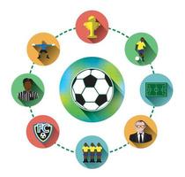 Circle soccer icons set with long shadow effect vector