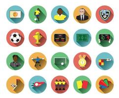 Illustration of  flat soccer icons set with long shadow effect vector