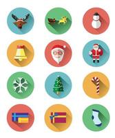 Modern color icons set of Santa claus and Christmas Day vector