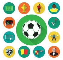 Illustration of flat soccer icons set with long shadow effect vector