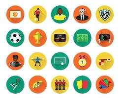 Circle icons of flat soccer icons set with long shadow effect vector