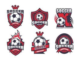 Illustration of red soccer logo set vector