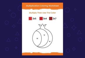 Multiplication Coloring worksheet with the image. Color by numbers math game vector