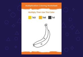 hoja de trabajo para colorear de multiplicación con la imagen. juego de matemáticas de colorear por números vector