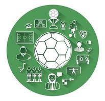 Group of green soccer icons set with long shadow effect vector