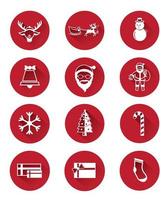 Red icons of Santa claus and Christmas Day vector