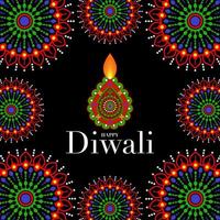 Happy Diwali, Deepavali or Dipavali the Indian festival Celebration flat design. vector