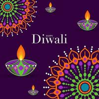 Happy Diwali, Deepavali or Dipavali the Indian festival Celebration flat design. vector