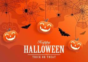 Happy halloween background template with pumpkin. vector