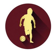 Golden soccer player icon with long shadow effect vector