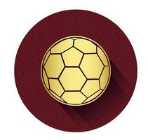 Golden soccer ball symbol with long shadow effect vector