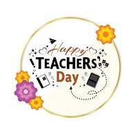 Happy teacher's day Goldin frame vector