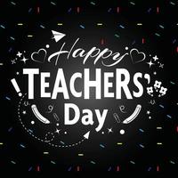 Happy teachers day logo banner with school stuff vector