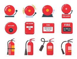 icono de campana de alarma de incendio rojo. suena un timbre eléctrico para avisarle en caso de incendio. vector