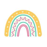 boho rainbow. hand drawn pastel rainbow baby greeting card decorative elements vector