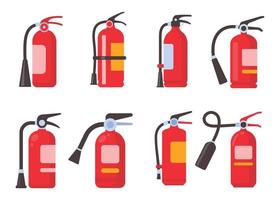 red fire extinguisher for suppressing fire in buildings vector