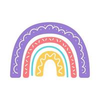 boho rainbow. hand drawn pastel rainbow baby greeting card decorative elements vector