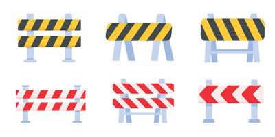 barreras de seguridad, líneas de reparación de carreteras, señales de advertencia de construcción vector