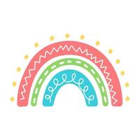 arcoiris bohemio. elementos decorativos de tarjetas de felicitación de bebé arco iris pastel dibujados a mano vector