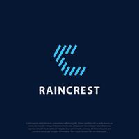 combining rain shape and letter C logo vector