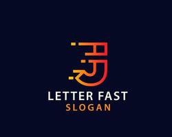 Simple gradient letter J fast logo design template on black background. Suitable for any brand logo. vector