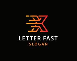 Simple gradient letter X fast logo design template on black background. Suitable for any brand logo. vector