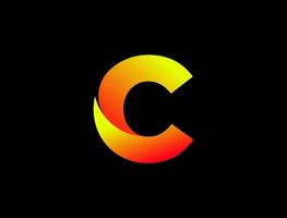 Simple gradient letter C logo design template on black background. Suitable for any brand logo and etc. vector