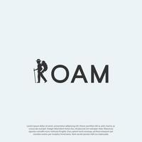 Roam logo vector, combining walking man or traveling man shape and letter R for Roam lettering vector