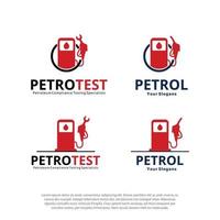 Petrol pump and Petroleum Compliance Testing logo vector design template pack