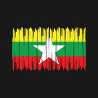 trazos de pincel de la bandera de myanmar. bandera nacional vector