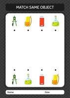 Match with same object game summer icon. worksheet for preschool kids, kids activity sheet vector