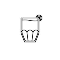 cooler glass icon with lemon slice on white background. simple, line, silhouette and clean style. black and white. suitable for symbol, sign, icon or logo vector