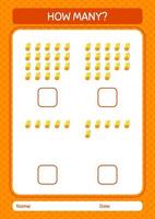 How many counting game with backpack. worksheet for preschool kids, kids activity sheet vector