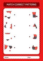 Match pattern game with horn loudspeakers. worksheet for preschool kids, kids activity sheet vector