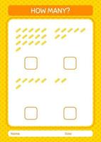 How many counting game with ruler. worksheet for preschool kids, kids activity sheet vector