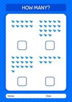 How many counting game with paper plane. worksheet for preschool kids, kids activity sheet vector